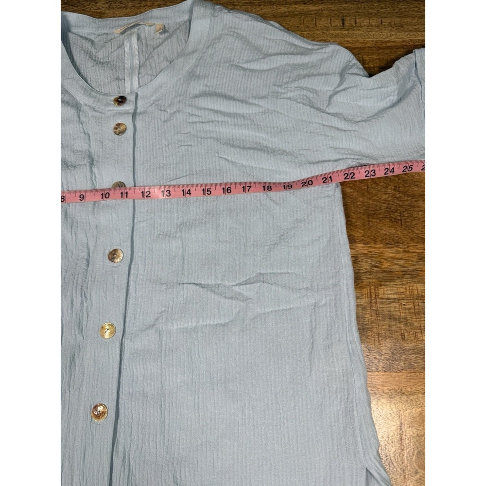 Soft Surroundings Tunic Top Womens Small Blue‎ Ramie Rayon Button Front Boho - Picture 7 of 8